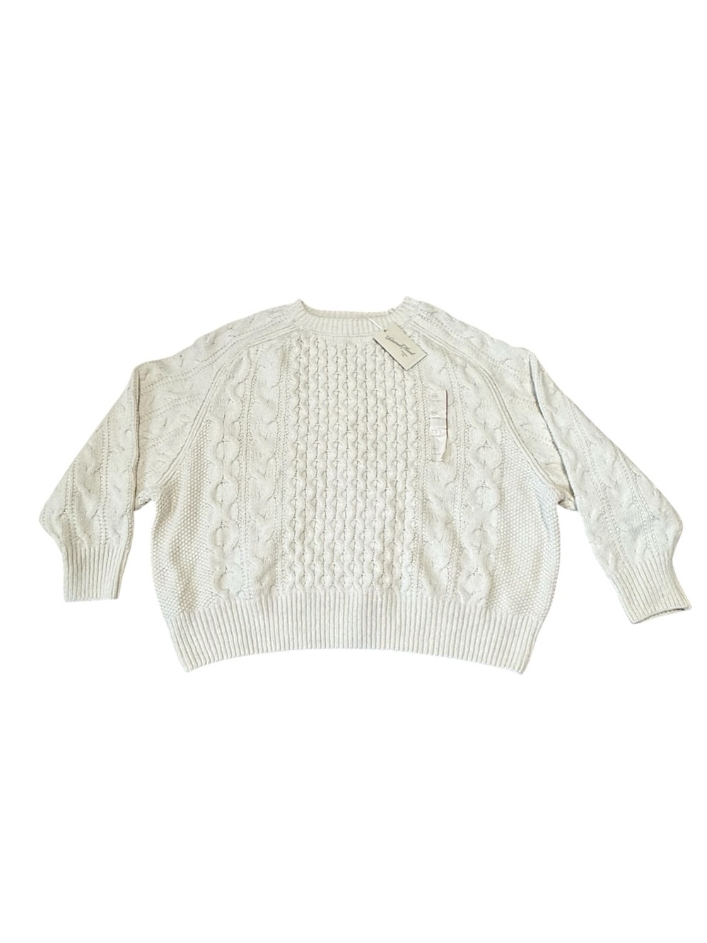 Universal Thread Women's Crewneck Cable Knit Wool Blend Sweater Size XXL Cream